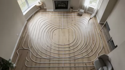 Salon 30 m2 ile pętli podłogówki